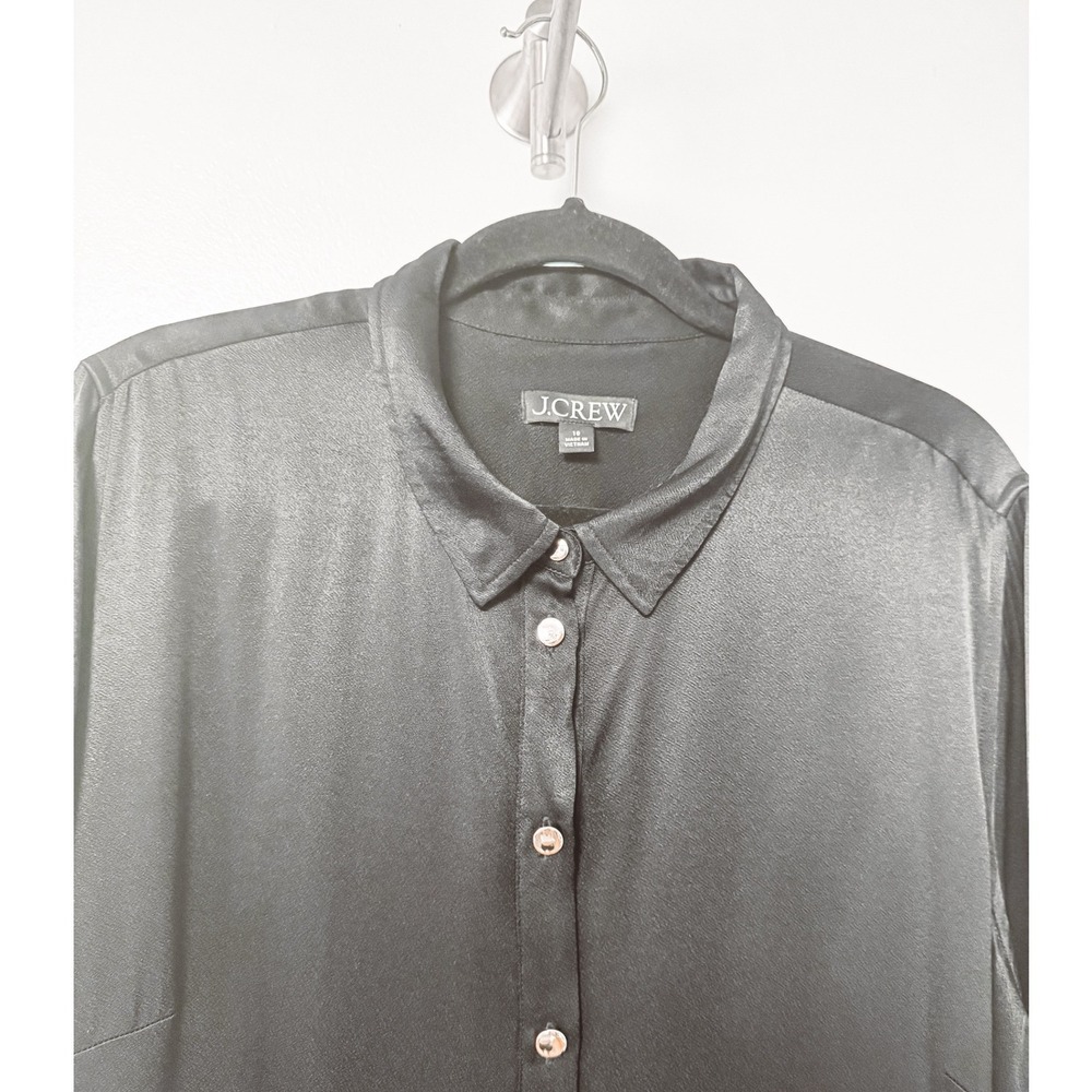 J.Crew Drapey Satin Maxi Shirt Dress Long Sleeve Button Down Belt Luster 18 - Picture 6 of 11